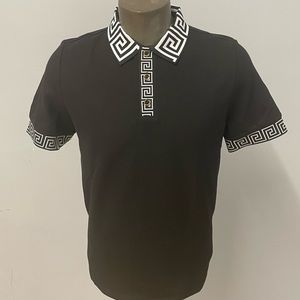 Prestige shirt polo black modern fit contrast collar